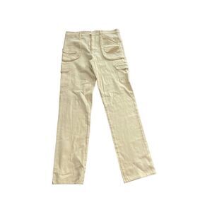 Des Phemmes Womens Cream 8 Pocket Cropped High Rise Wide Leg Jeans Size 42
